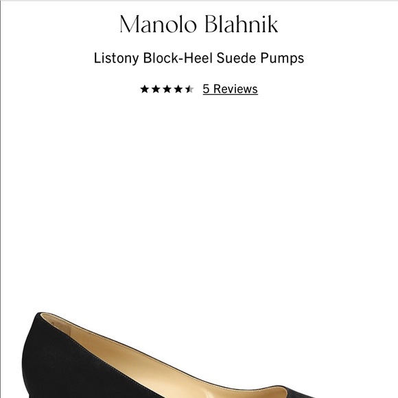 Manolo Blahnik Listony Block-Heel Suede Pumps - Picture 9 of 12